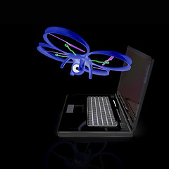 Image showing Drone and laptop. 3D render