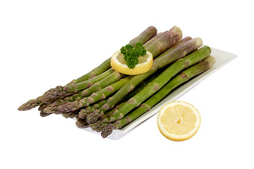 Image showing Asparagus with lemon