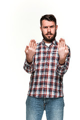 Image showing Man is looking serious. Over white background