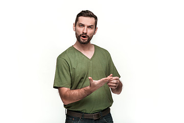 Image showing Man is looking pouter. Over white background