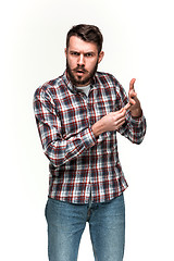 Image showing Man is looking pouter. Over white background