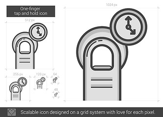 Image showing One-finger tap and hold line icon.