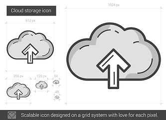 Image showing Cloud storage line icon.