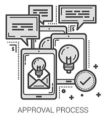 Image showing Approval process line icons.