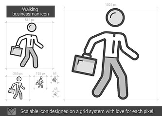 Image showing Walking businessman line icon.