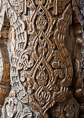 Image showing Carved wooden column, Uzbekistan