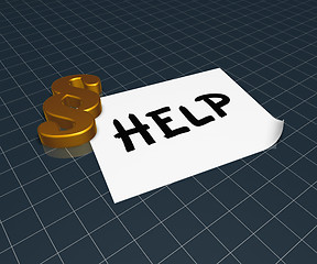 Image showing the word help on paper sheet and paragraph symbol - 3d rendering