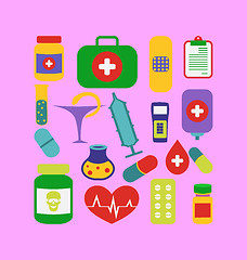 Image showing Set trendy flat medical icons