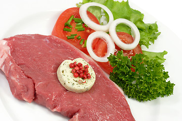 Image showing Rump steak with herbed butter