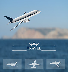 Image showing Design of tickets for worldwide travel. Mobile interface templat