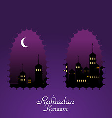 Image showing Ramadan Background with Silhouette Mosque