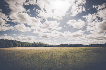 Image showing Cloudy weather over a meadow