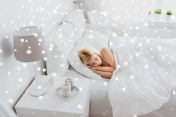 Image showing young woman sleeping in bed at home bedroom