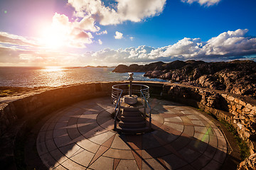 Image showing Lookout Lindesnes Fyr Lighthouse, Beautiful Nature Norway