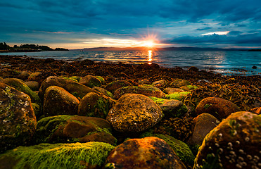 Image showing Sunset over the sea in Norway