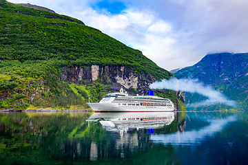 Image showing Cruise Liners On Geiranger fjord, Norway