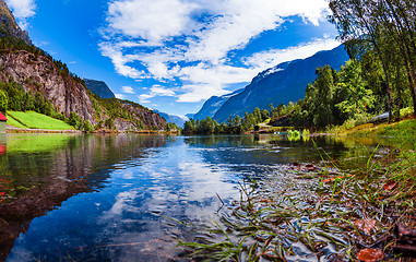 Image showing Beautiful Nature Norway Lovatnet lake.