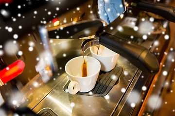 Image showing close up of espresso machine making coffee