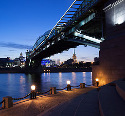 Image showing Moscow night cityscape with a bridge. Russia