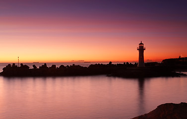 Image showing Sunrise Wollongong Breakwater Lighthouse