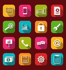 Image showing Group simple flat icons of business and financial items, with lo