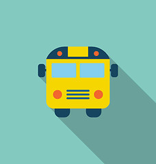 Image showing Illustration School Bus Flat Icon with Long Shadow