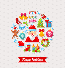 Image showing Merry Christmas Celebration Card with Traditional Elements