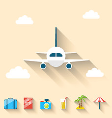 Image showing Flat set icons of planning summer vacation, simple style with lo