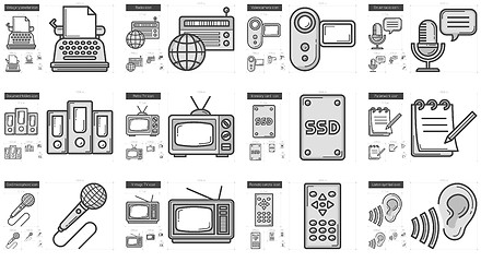 Image showing Journalism line icon set.