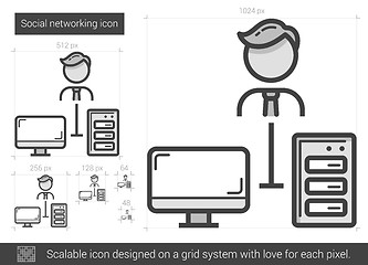 Image showing Social networking line icon.