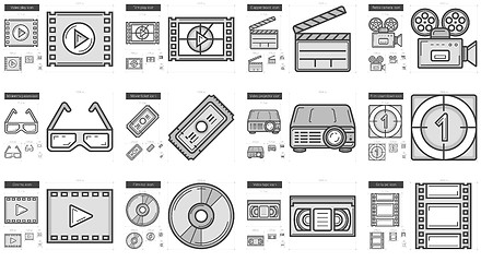 Image showing Cinema line icon set.