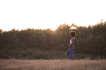 Image showing young black woman in nature