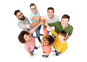 Image showing international group of people making high five