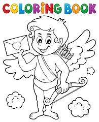 Image showing Coloring book Cupid holding envelope