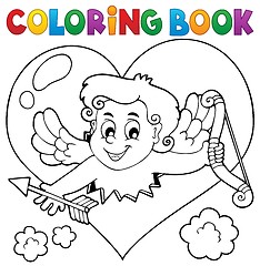 Image showing Coloring book with heart and Cupid