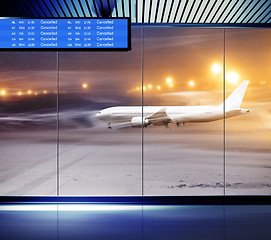 Image showing Non flying weather at airport 