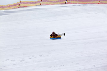 Image showing Snow tubing in ski resort