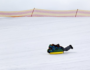 Image showing Snow tubing in ski resort