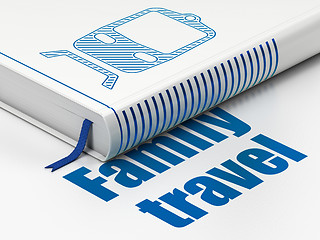 Image showing Tourism concept: book Train, Family Travel on white background