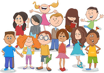 Image showing kids or teens group cartoon