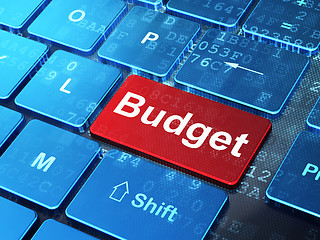 Image showing Banking concept: Budget on computer keyboard background