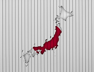 Image showing Map and flag of Japan on corrugated iron