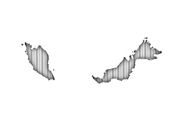 Image showing Map of Malaysia on corrugated iron