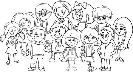 Image showing school kids coloring page