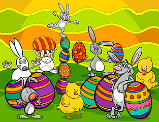 Image showing easter characters group cartoon