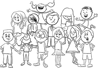 Image showing kids or teens coloring page