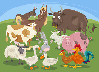 Image showing farm animals group cartoon