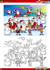Image showing christmas group coloring page