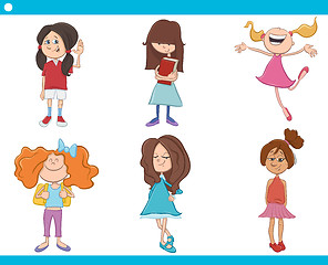 Image showing kid girls characters cartoon set