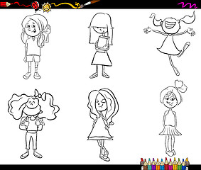 Image showing kid girls set coloring book